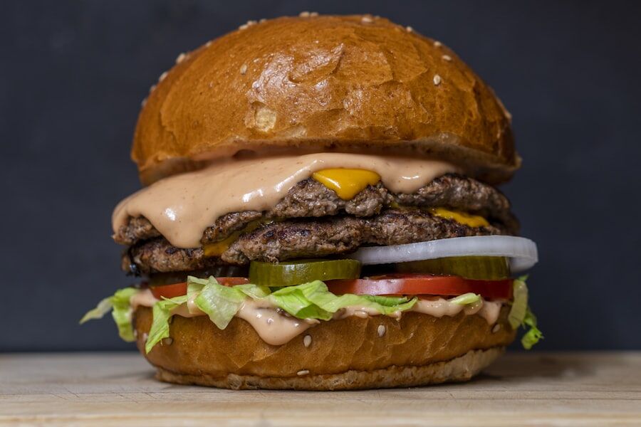 Double cheeseburger with all the trimmings