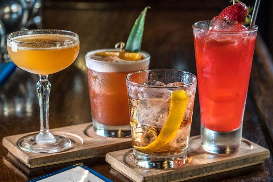 Happy hour cocktails on a bar